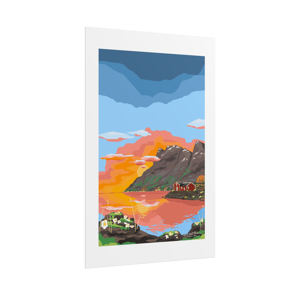 Midnight Sun in Lofoten A4 Poster
