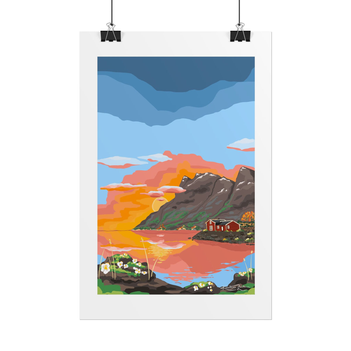 Midnight Sun in Lofoten A4 Poster