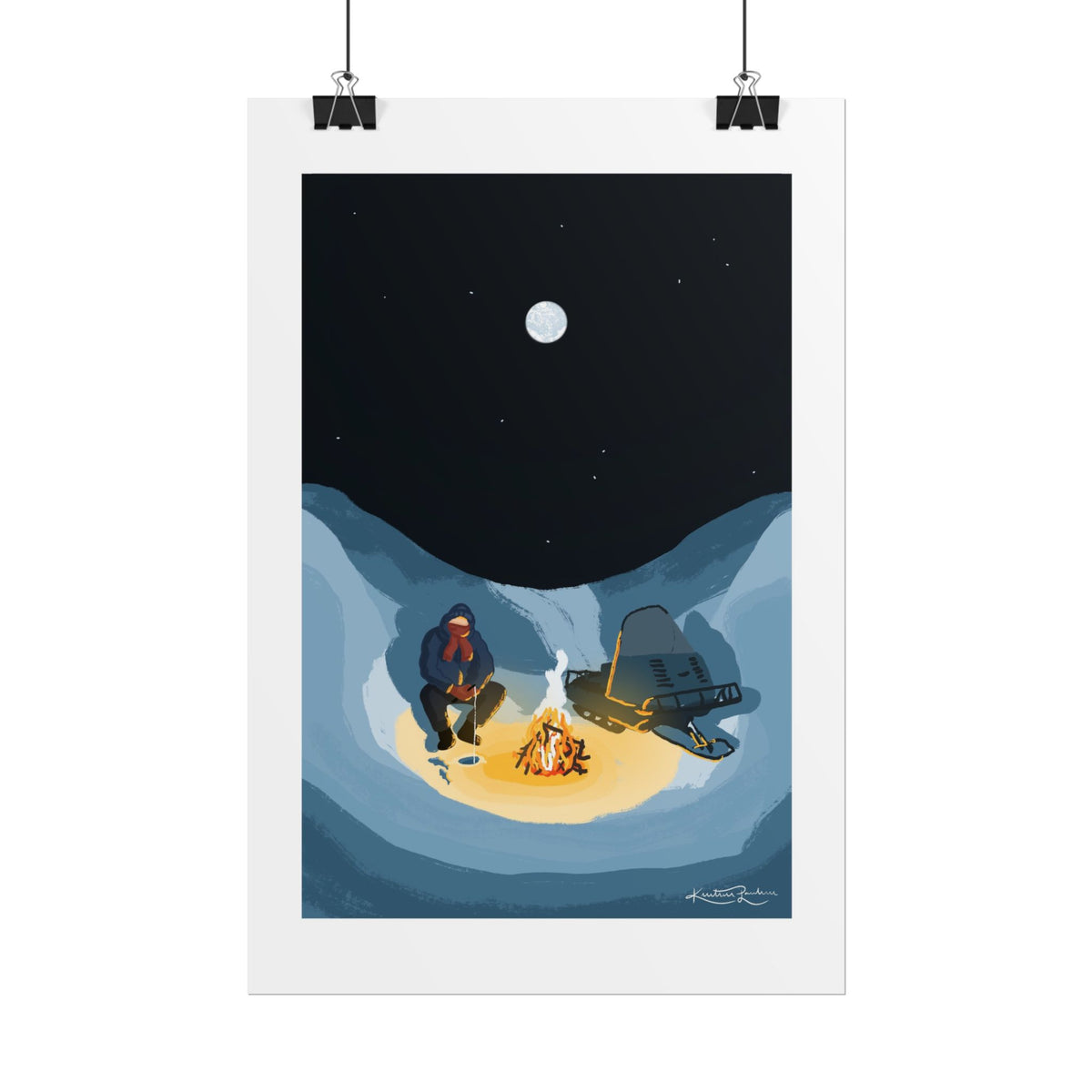 Ice Fishing A4 Poster